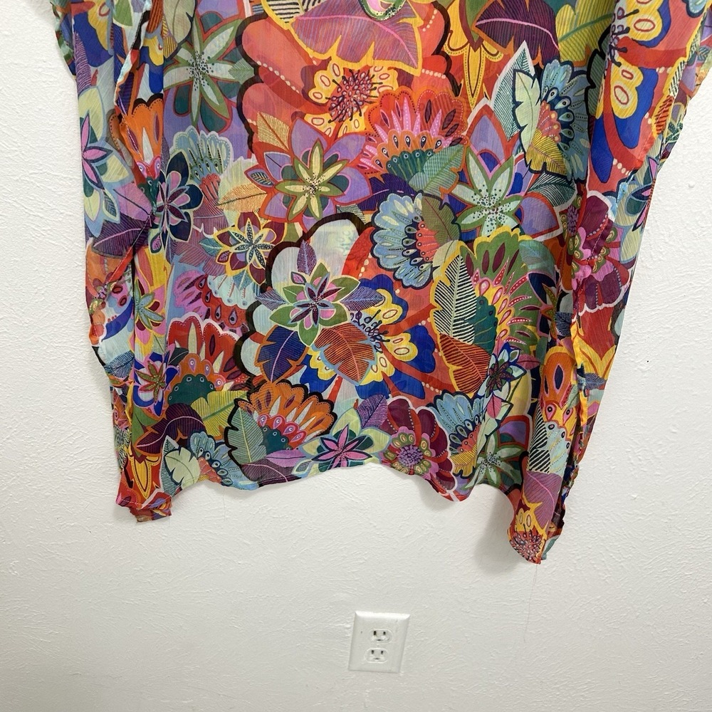Bleu by Rod Beattie Caftan Tropical Floral Swim Cover-Up Multicolor Size M Beach - Picture 5 of 12